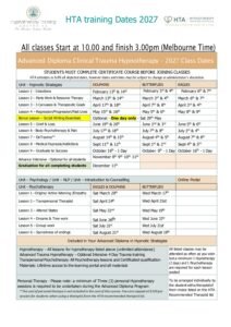 hypnotherapy training dates