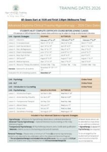 hypnotherapy training dates